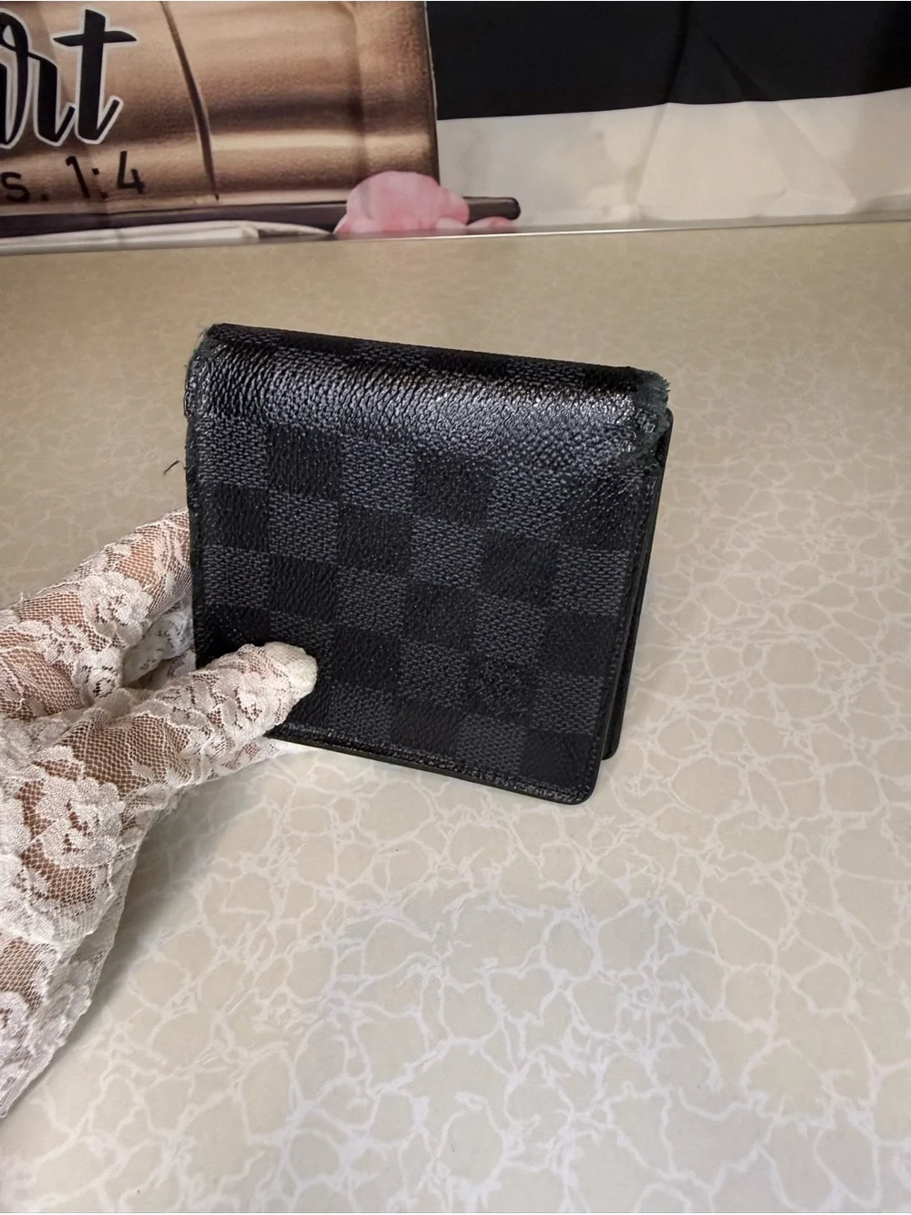Louis Vuitton Black Compact Leather Wallet
